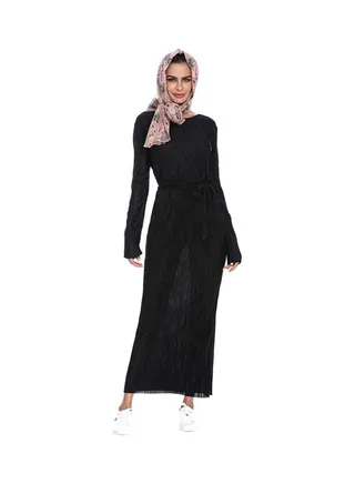 Elegant Long Sleeve Maxi Dress Black 