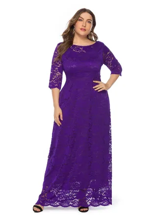 Lace High Waist Pocket Dress Purple 