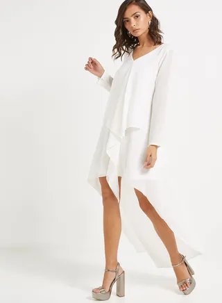 Frill Maxi Dress Off White 