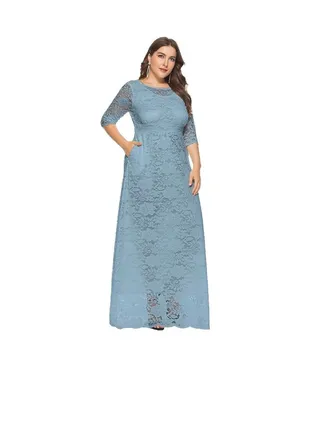 Lace High Waist Pocket Dress Light Light Blue 