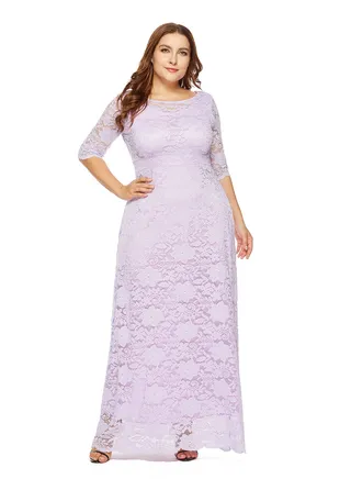 Lace High Waist Pocket Dress Light Purple 