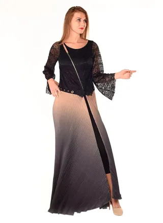 Arabian Cascade Dress Black/Beige 