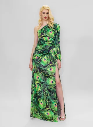 Tight-high slit maxi dress Green 