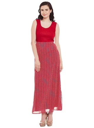 Printed Maxi Dress Red 