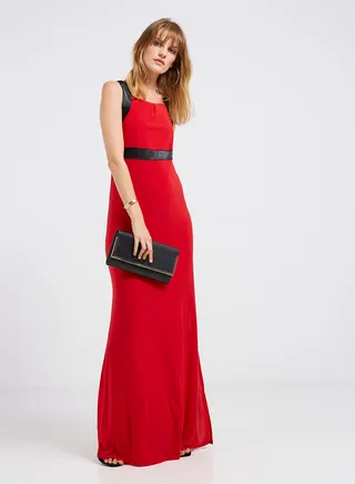 Waist Embellished Maxi Dress Red/Black 