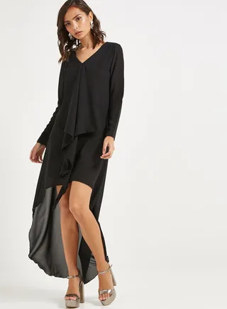 Frill Maxi Dress Black 