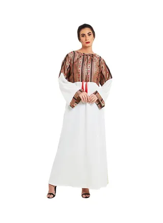 Embroidered Bell Sleeve Maxi Dress White/Red/Black 