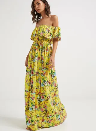 Frill Maxi Dress Yellow 