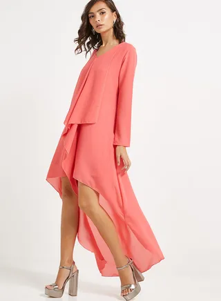Frill Maxi Dress Peach 