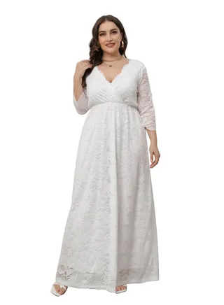 New Lace Dress For Plus-size Women White 