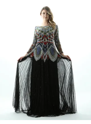 Melissa Maxi Gown in Multi Black 