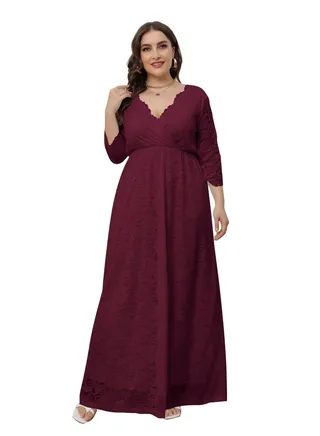 New Lace Dress For Plus-size Women Red 