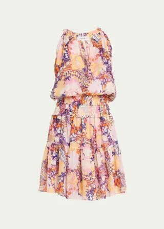 Courtney Printed V-Neck Mini Dress
