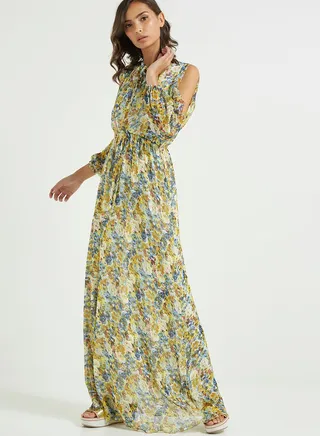 Cold Shoulder Maxi Dress Green 