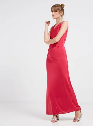 Sequin Detailed Sleeveless Maxi Dress Pink 