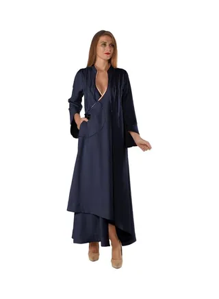 Solid Maxi Dress Navy Blue 