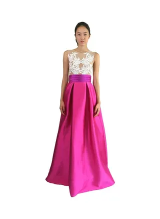 Embroidered Detail Maxi Dress Pink/White 