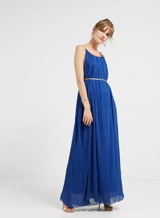 Solid Strap Maxi Dress Royal Blue 