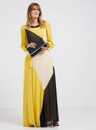 Round Neck Maxi Dress With Self Tie Knot Multicolour 