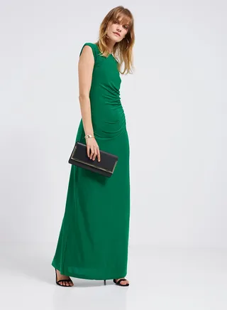 Waist Embellished Maxi Dress Green 