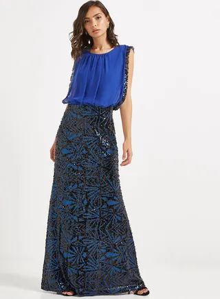 Round Neck Maxi Dress Royal Blue 