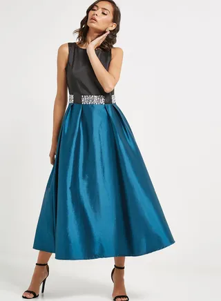 Sleeveless Maxi Dress Turquoise/Black 