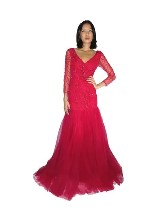 Sequin Detail Maxi Dress Red 