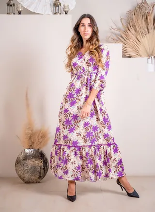 Purple Blossoms: Serene Maxi Dress 