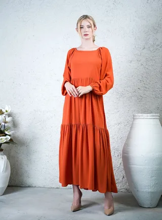 Classic Brown Comfortable Maxi Dress - Elegant Waves 