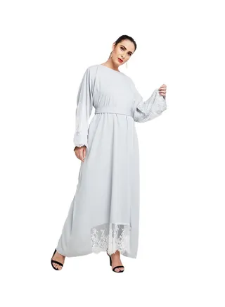 Lace Detail Maxi Dress Grey 