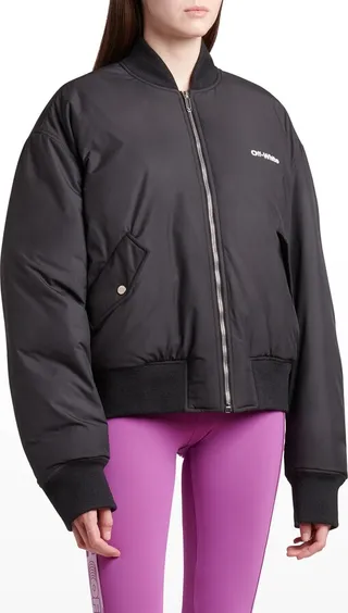 Peach NY Over Logo-Arrow Bomber Jacket