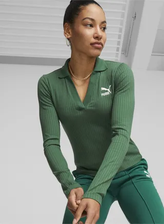Classics Womens Ribbed V-Neck Top 