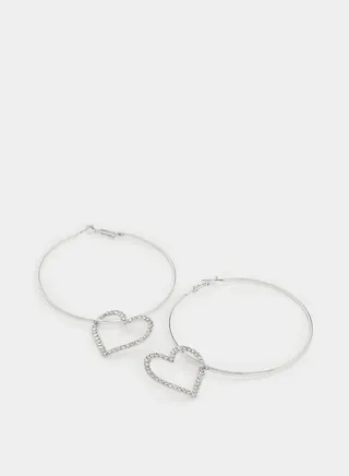 Rhinestone Heart Hoop Earrings
