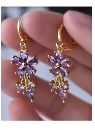 18K Gold Plated Earrings With Purple Zircon 