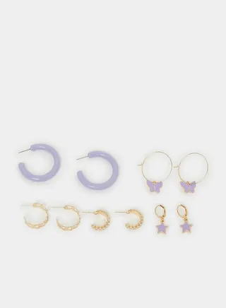 Set of 5 - Heart and Butterfly Earrings