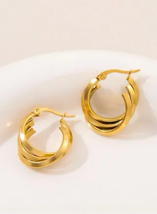 Elegant Stainless Steel Gold Plated Earrings For Women 