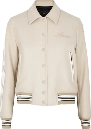 Amiri Bones Cream Wool-blend Bomber Jacket