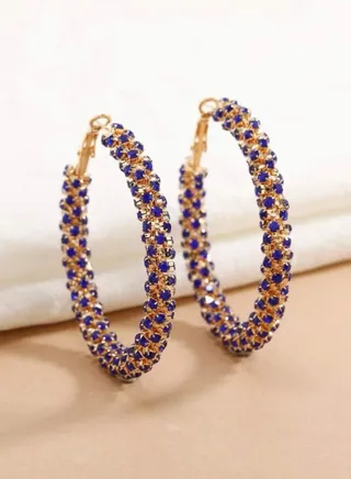 Beautiful Trendy Blue & Gold Earrings 