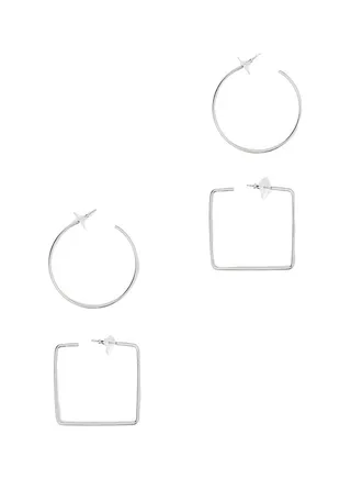 2-Piece Geometric Design Hoop Earrings Set 