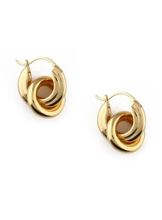 Metal Interlocking Hoop Earrings 
