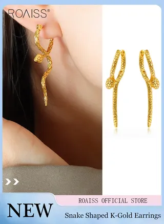 Stylish And Personalized K Gold Snake-Shaped Earrings For Women Elegant And Elegant Earrings For Daily Wear 