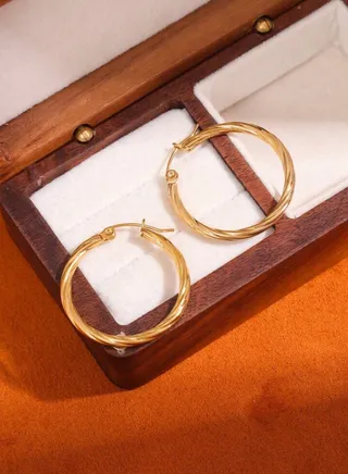 Elegant Stainless Steel Gold Plated Earrings 