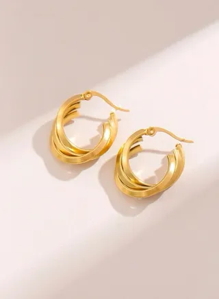 Elegant Stainless Steel Gold Plated Earrings For Women 