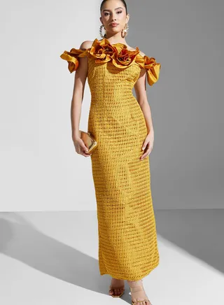 Hadia Ghaleb Exaggerated Ruffle Gown