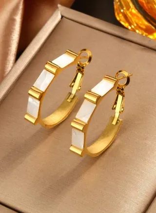 Elegant Gold Plated Stainless Steel Hoop Earrings For Women 