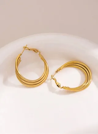 Elegant Stainless Steel Gold Plated Earrings For Women 