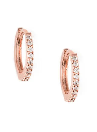 Mini Pave Huggie Hoop Earrings 