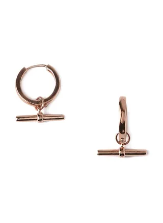 T Bar Drop Huggie Hoops 