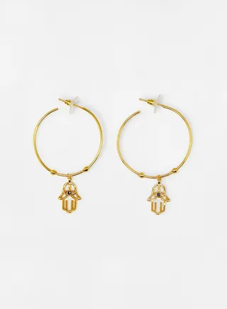Gold-Toned Hamsa Hoop Earrings 