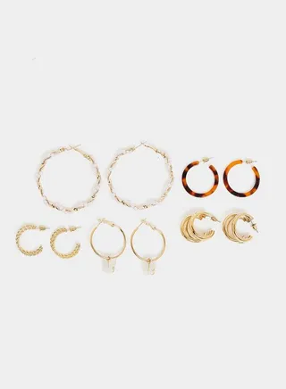 Set of 6 - Spiral Hoop Earrings